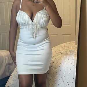 medium satin mini white dress